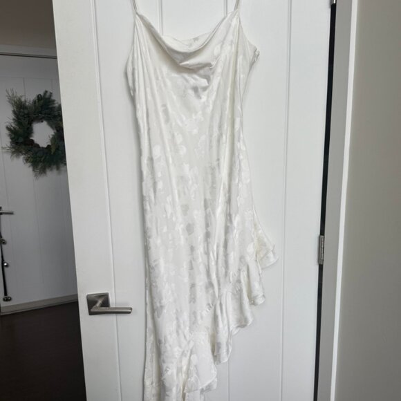 BHLDN Cowel Neck Asymmetrical Flounce Hem Dress - Picture 3 of 7